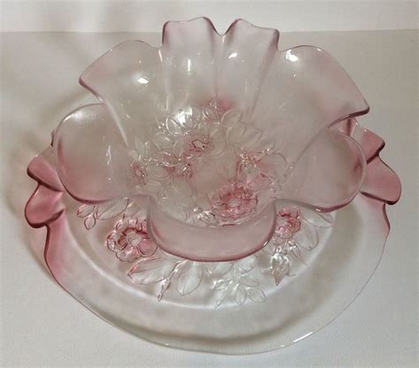 glass floral hot pink bowl pink bowls pink home decor glass bowl