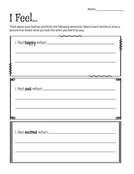empathy worksheet  feel pre  activities writing activities page