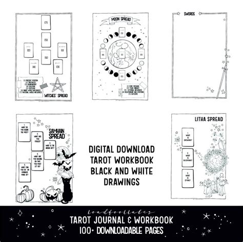 tarot journal printable  pages etsy