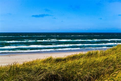 kostenlose foto strand meer kueste gras sand ozean horizont