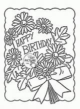 Birthday Coloring Pages Card Cute Kids Cards Happy Mom Holiday Big sketch template