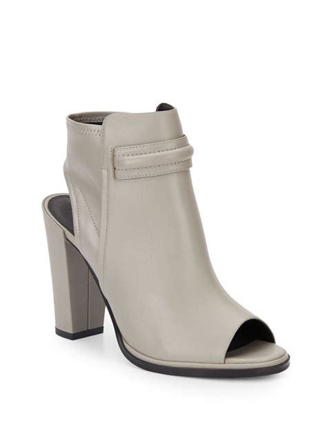 kenneth cole sydney leather open toe booties in light grey gray lyst