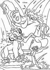 Simba Coloring Pumbaa Timon Lion Pages Color Print King Disney Shower Take Printable Hellokids Kids Taking Bath sketch template