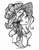 Coloring Pages Hannah Lynn Printable Blank Darlings Detailed Abstract Tattoo Book Inky Girls sketch template