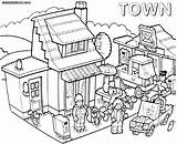 Town Coloring Pages Building Town2 sketch template