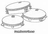 Tambourine Pandeiro Pandereta Percussion Drums Colorironline Panderetas Tudodesenhos sketch template