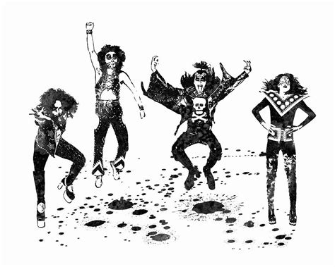 Kiss Band Black And White Watercolor 01 Painting By Stockphotosart Com