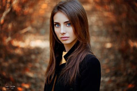 Wallpaper Ann Nevreva Brunette Blue Eyes Face Portrait Redhead