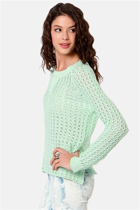 mint green mint green sweater open knit sweater mint green