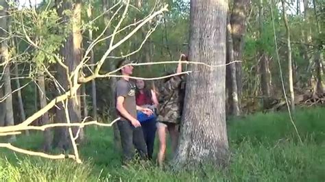 girl tries to climb in a deer stand youtube