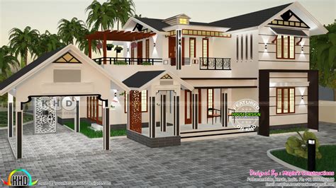 modern sloping roof  sq ft house kerala home design  floor plans