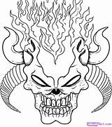 Skulls Coloring Pages Flames Skull Color Getcolorings Printable sketch template