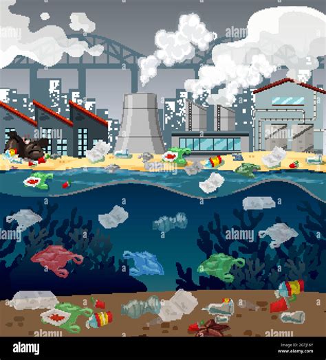 River Pollution Factory Stock Vector Images Alamy