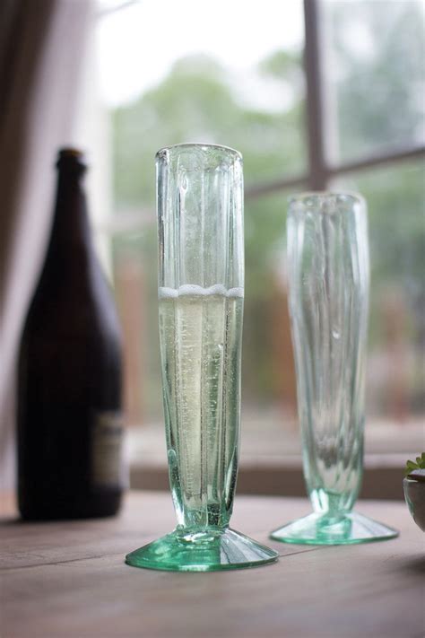 Set Of 6 Recycled Glass Champagne Flute Fluted Cone Glass Champagne