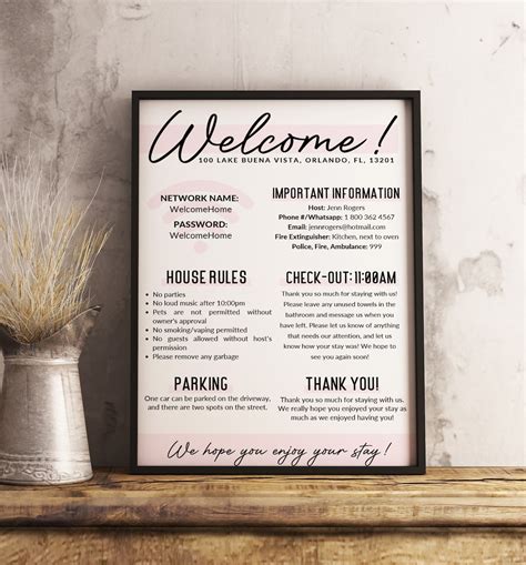 airbnb welcome sign template airbnb poster editable host info etsy