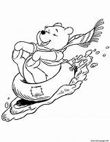 Coloring Pooh Sledding Winnie Pages Printable sketch template