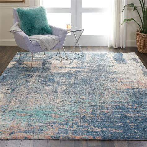 nourison abstract shag plush abstract slate blue area rug walmartcom walmartcom
