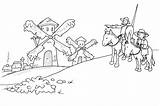 Quijote Molinos Sancho Mancha Viento Molino Panza Imprimir Cervantes Educ Burro Childrencoloring Artículo sketch template