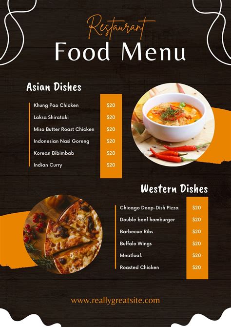 restaurant menu layout design