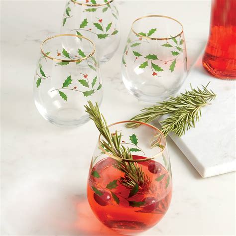 holiday™ 4 piece stemless wine glasses lenox corporation