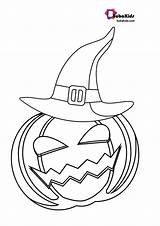 Coloring Hat Witch Pumpkin Bubakids sketch template