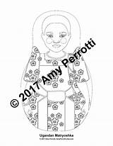 Ugandan Matryoshka Coloring Doll Traditional Printable Dress Amyperrotti sketch template