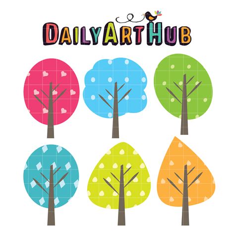 cute trees clip art set daily art hub