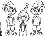 Elf Elves Coloring Pages Christmas Little Three sketch template
