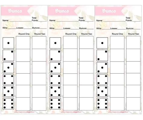 printable bunco score sheets  rounds printable templates  nora