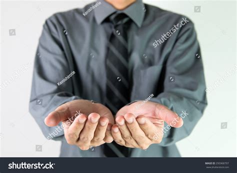 businessman  open hands showing  giving  stock photo