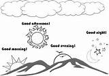 Good Coloring Morning Greetings Night Afternoon Evening Feedback Pls Pages Kindergarten Sunshine Sheets Kids Esl Choose Board Teacherspayteachers Activities Expressions sketch template