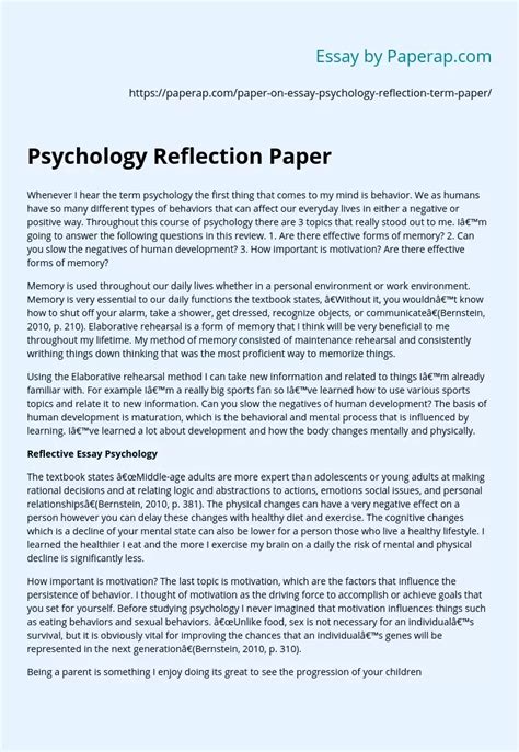 psychology reflection paper reflective essay