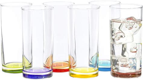 Highball Tumbler Clear Multi Colored Base Drinking Glass