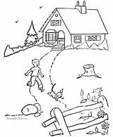 Coloring Pages House Kids Print Houses Colouring Scene Printable Spring Sheets Popular Farm sketch template