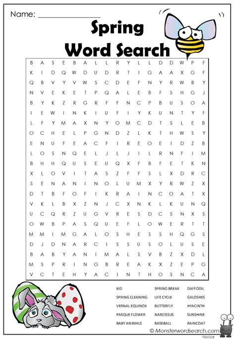 printable spring word search printable templates