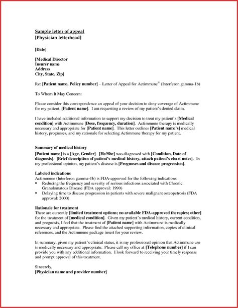 medical necessity appeal letter template samples  letter