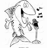 Singing Cartoon Trout Fish Toonaday Vecto sketch template