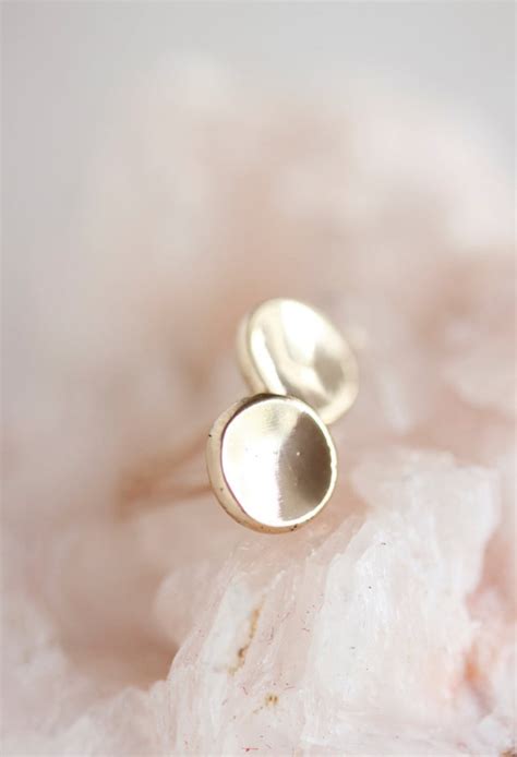 small  gold stud earrings pebble organic gift   etsy