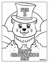 Groundhog Coloring Pages Kids Printables Feb sketch template