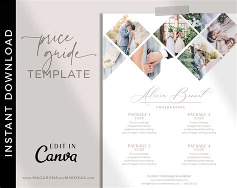price list photography template