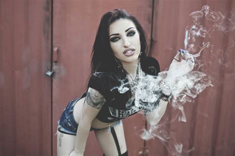 Wallpaper Women Model Smoke Smoking Dress Tattoo