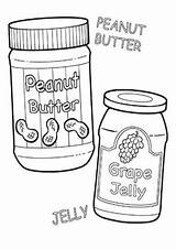 Coloring Peanut Butter Pages Jelly Jar Cartoon Food Kids sketch template