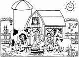 Farm Coloring Animals Pages Kids sketch template