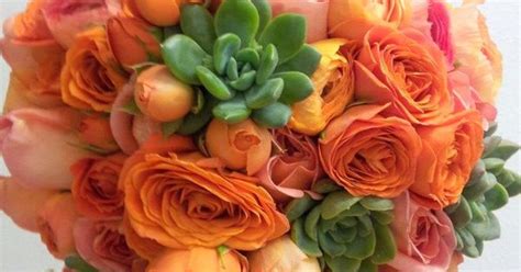 orange and succulent wedding bouquet by dr delphinium