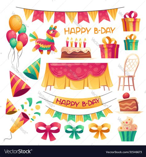 cartoon decoration  birthday party royalty  vector