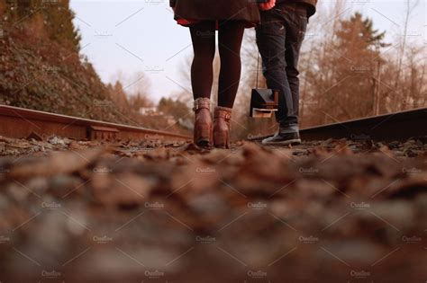 Couple Walking On Railway Tracks 2 High Quality People Images