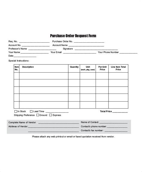 generic work order form printable   purchase order templates