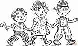 Coloring Boy Girl Boys Children Pages Celebrating Child Girls Holding Hands Drawing Line Happy Clipart Praying Colouring Kids Color Supercoloring sketch template