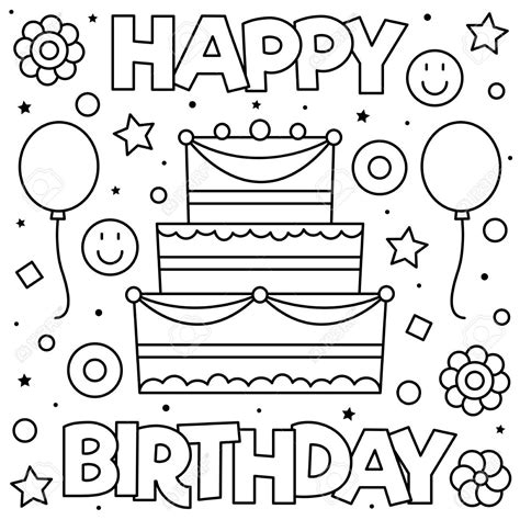 colouring page vector illustration birthday coloring pages happy