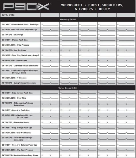 P90x Legs And Back Workout Sheet ~ Workout Printable Planner
